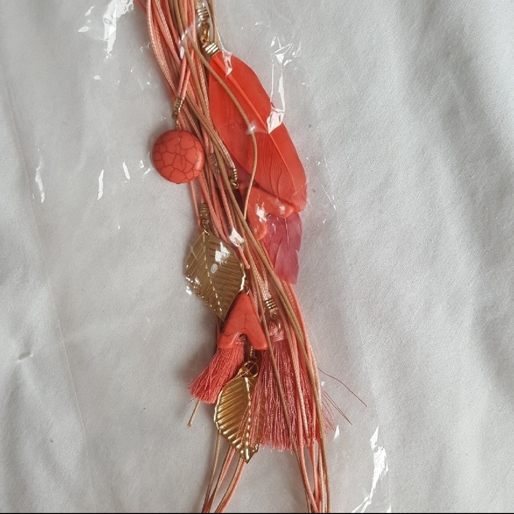 《Love Of Mercy》Pink•Goldtone•Feather Strand Lariat - Picture 4 of 4